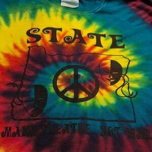 Tie-Dye T-Shirt Oregon Thespian State Conference 2011 Make Theatre Not War, Sz S